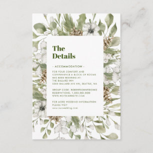 Green and White Forest Wedding Details Enclos Enclosure Card