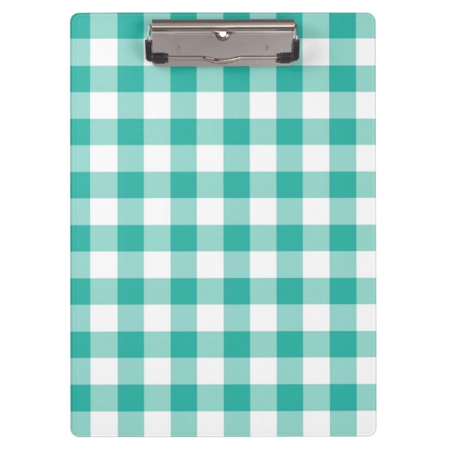 Green And White Gingham Check Pattern Clipboard (Front)