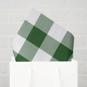 Green and White Gingham Pattern Tissue Paper