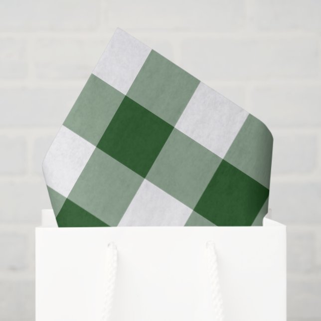 Green and White Gingham Pattern Tissue Paper (Gift Bag)
