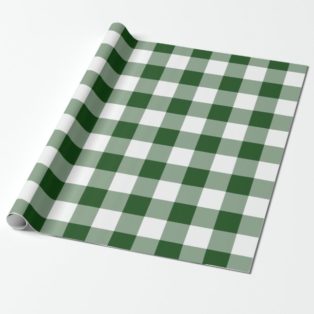 Green and White Gingham Pattern Wrapping Paper (Unrolled)