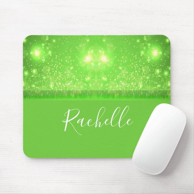 Green and white glitter print mouse mat (With Mouse)