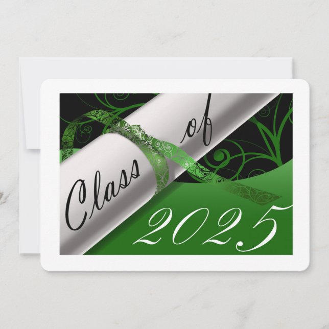 Green and White Graduation Announcement (Front)