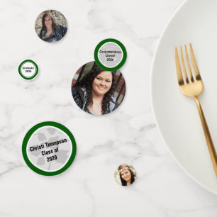 Green and White Graduation Celebration Confetti