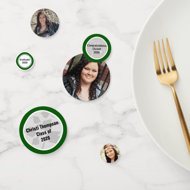 Green and White Graduation Celebration Confetti (Group)