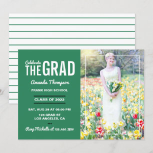 Green and White Graduation Party Invitation