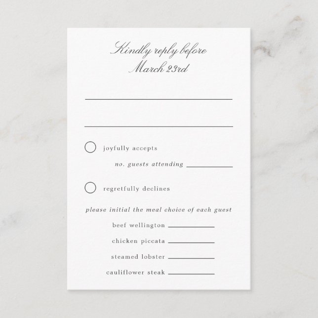 Green and White Grand-millennial Wedding RSVP Card (Front)