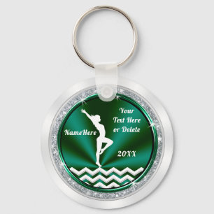 Green and White, Gymnastics Themed Party Favours Key Ring
