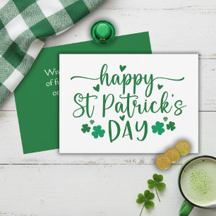 Green and White Happy St. Patrick's Day Custom Holiday Card