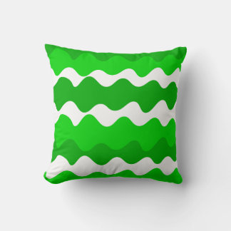 Green and white horizontal waves pattern cushion