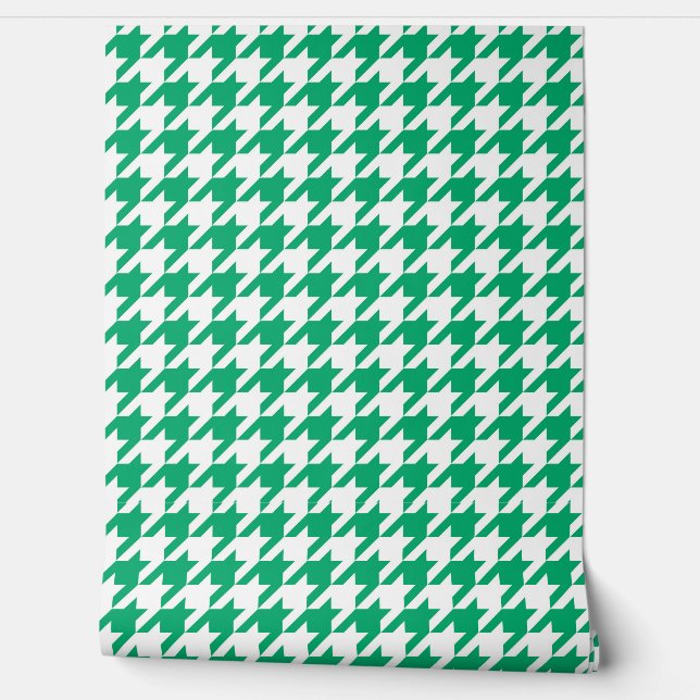 Green and White Houndstooth Check Wallpaper (Unrolling)