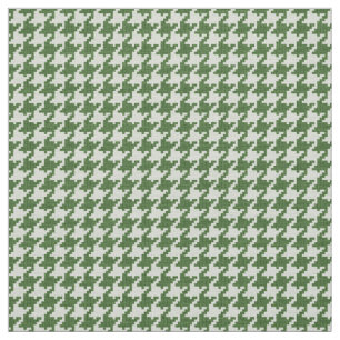 Green and White Houndstooth Geometric Pattern Fabric