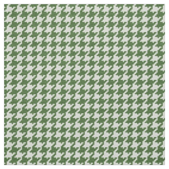 Green and White Houndstooth Geometric Pattern Fabric (Swatch)
