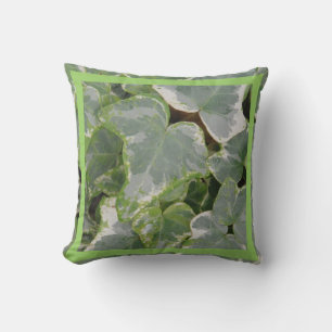 green and white ivy pillow, almost solid green cushion