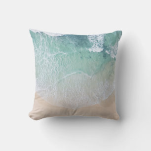 Green And White Lace Beach Sand and Seashore Cushion