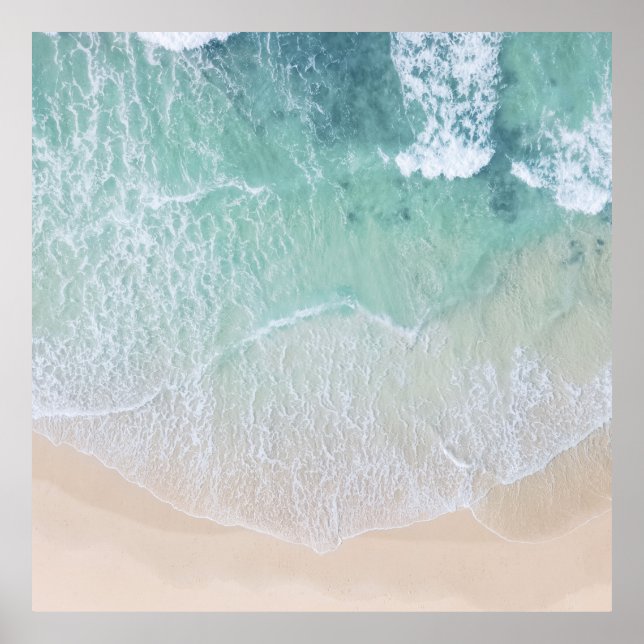 Green And White Lace Beach Sand and Seashore Poster (Front)