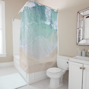Green And White Lace Beach Sand and Seashore Shower Curtain