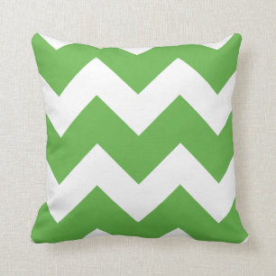 Green and White Large Chevron Print Cushion