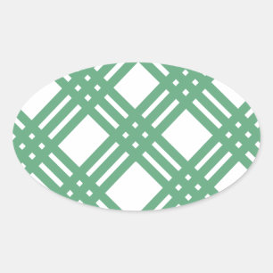 Green and White Lattice Oval Sticker