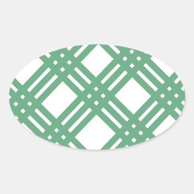 Green and White Lattice Oval Sticker (Front)