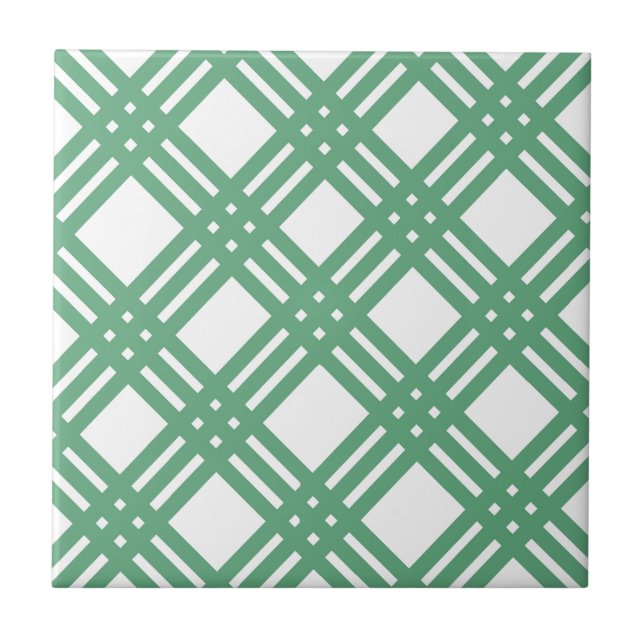 Green and White Lattice Tile (Front)