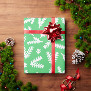 Green and White Leaf Pattern Wrapping Paper