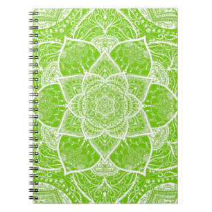 Green and White Mandala - Loergann in Ginkgo Notebook