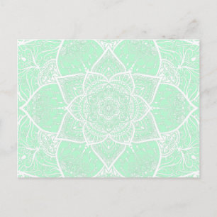 Green and White Mandala - Loergann in Jade Postcard