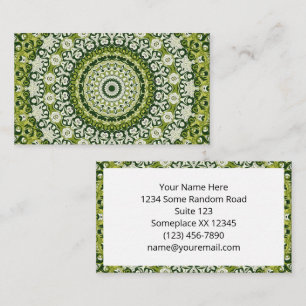Green and White Mandala Pattern Design Business Card