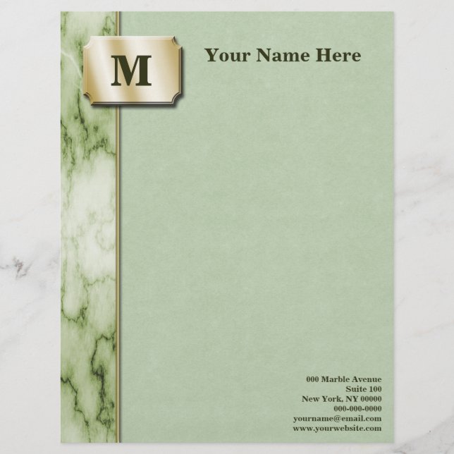 Green and White Marble Executive Letterhead Design (Front)
