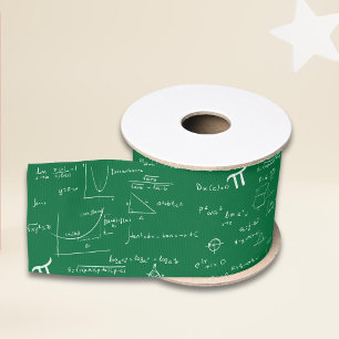 Green and white math formulas and equations craft grosgrain ribbon