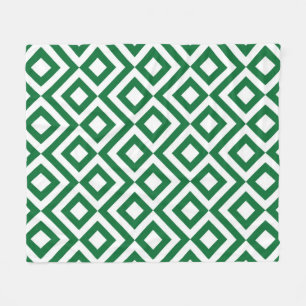 Green and White Meander Fleece Blanket