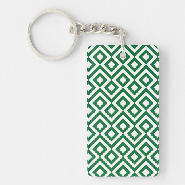 Green and White Meander Key Ring (Front)