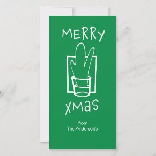 Green and White Merry Xmas Holiday Card