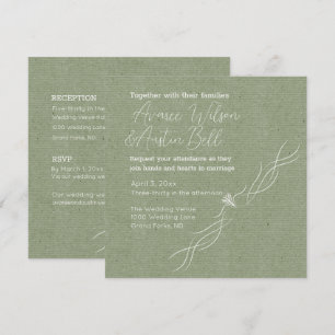 Green and White Minimalist Wedding  Invitation