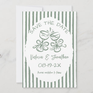 Green and White Modern Photo Wedding Save The Date