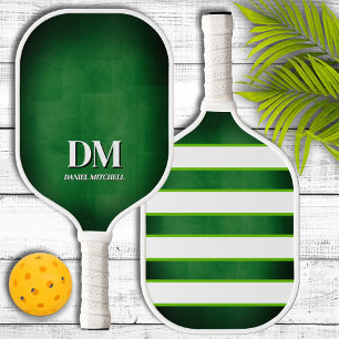 Green and White Monogram Pickleball Paddle
