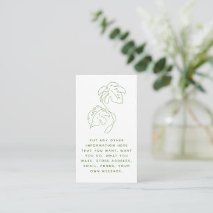 Green and white monstera, social links thank you enclosure card