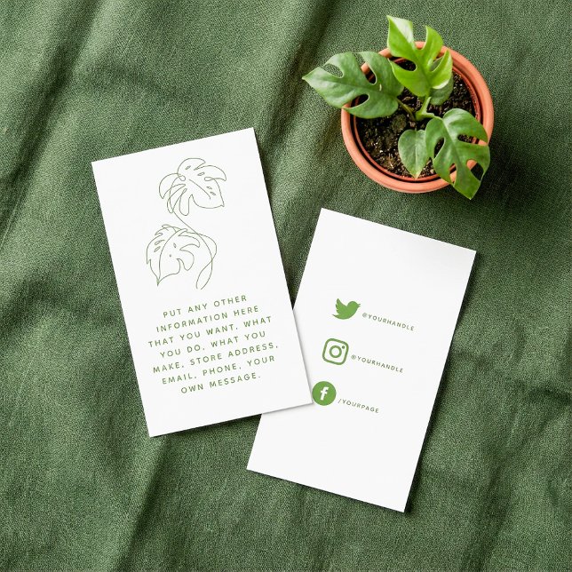 Green and white monstera social media thank you enclosure card (Green and white monstera social media thank you enclosure card.)