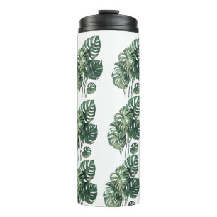 green and white monstera tumbler