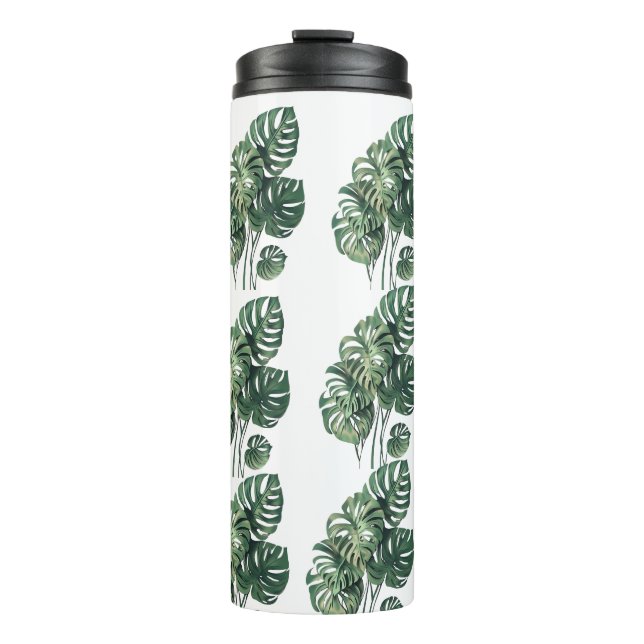 green and white monstera tumbler (Front)