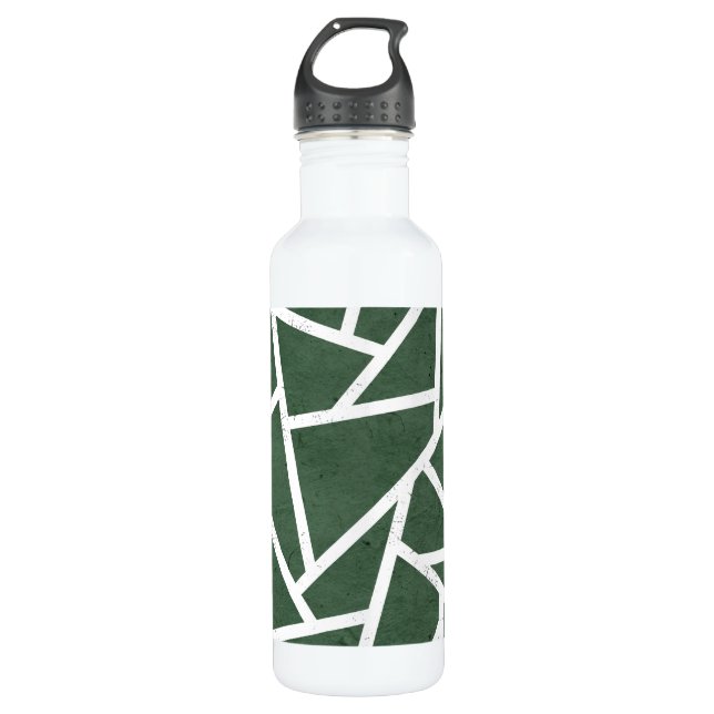 Green and white mosaic pattern 710 ml water bottle (Front)