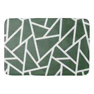 Green and white mosaic pattern bath mat