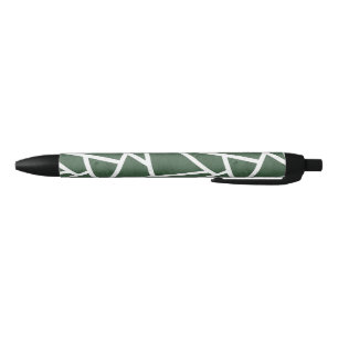 Green and white mosaic pattern black ink pen