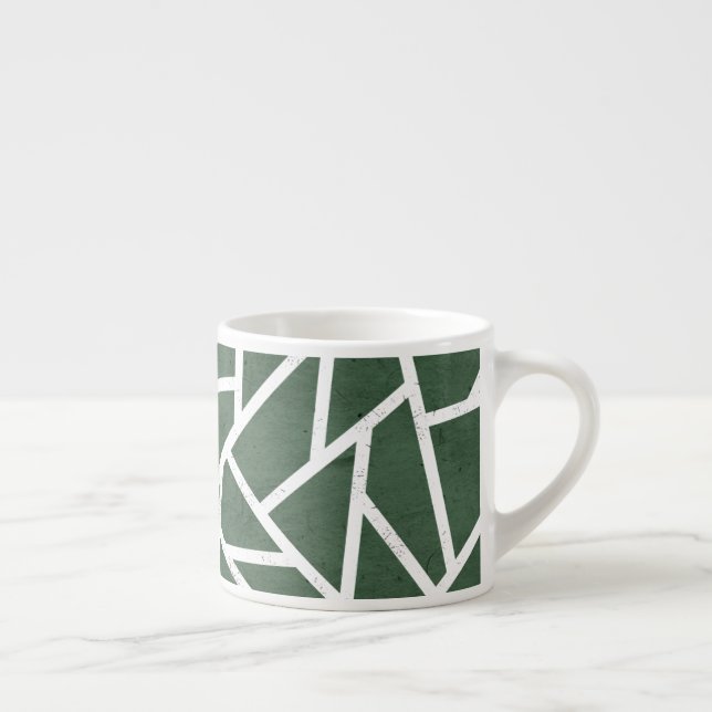 Green and white mosaic pattern espresso cup (Right)