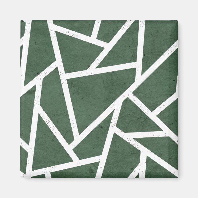 Green and white mosaic pattern magnet (Front)