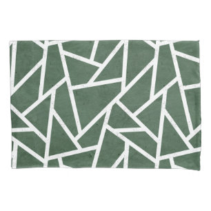Green and white mosaic pattern pillowcase