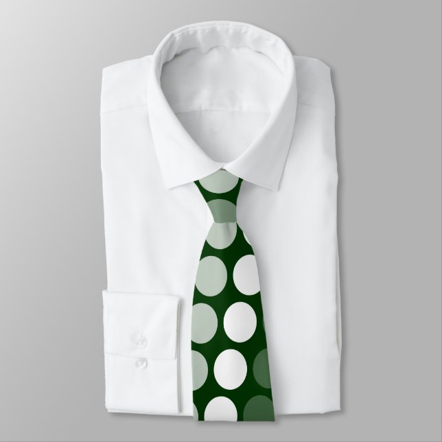 Green and White Multi Polka Dot Tie (Tied)