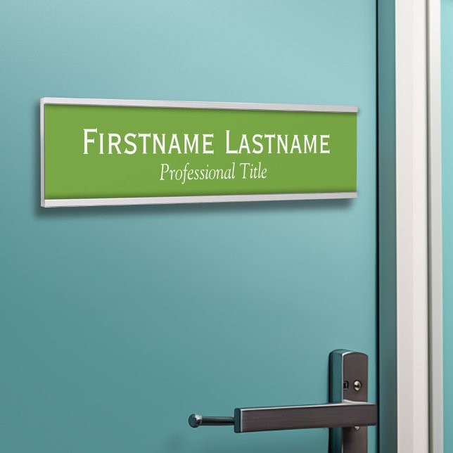 Green and White Name and Professional Title Door Sign (Personalized Door Sign - Add Your Custom Text)