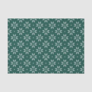 Green and White Nordic Snowflake Pattern Holiday Tissue Paper